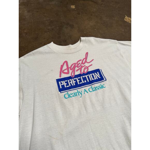 VTG '87 Aged to Perfection Clearly a Classic Age Humor White S/S T-Shirt Sz L - Picture 15 of 16
